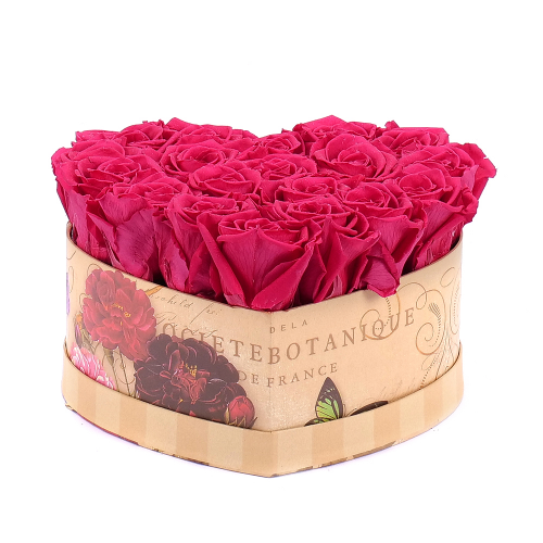 In eterno vintage srdce "L"  19 ruží monalisa pink framboise