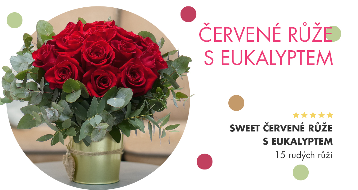 Sweet červené růže a eukalypt