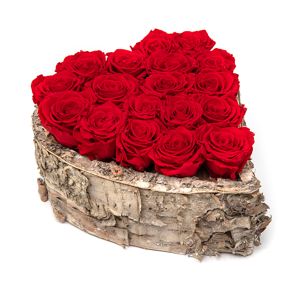 E-shop In eterno drevený box srdce 18 červených ruží